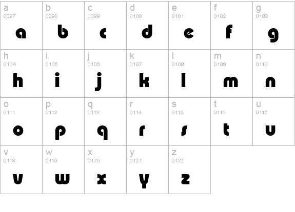 XpressiveBlack Regular lowercase a-z preview