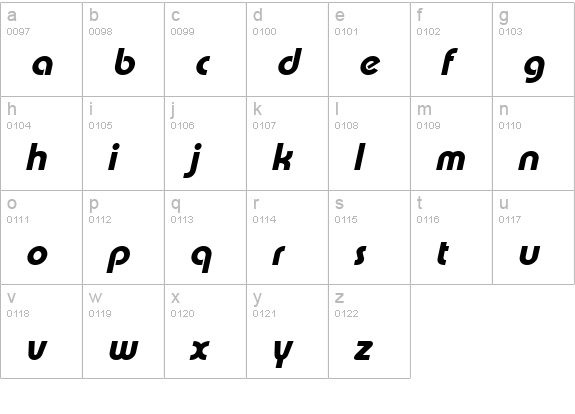 XpressiveHeavy Italic lowercase a-z preview