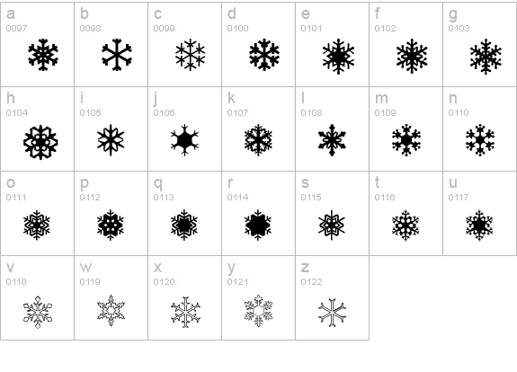 XSchneeFlaken lowercase a-z preview