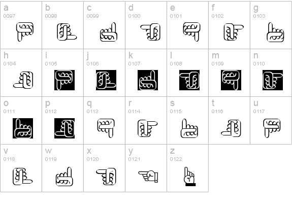 XSimpleHands lowercase a-z preview