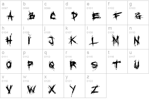 XXII SCRATCH lowercase a-z preview