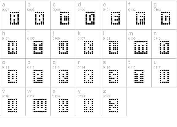 Y-Grid lowercase a-z preview