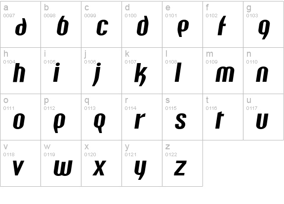 Y2K Analog Legacy Italic lowercase a-z preview