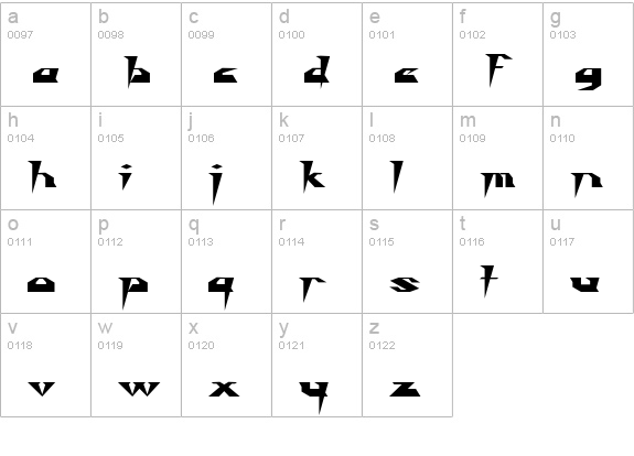 Y2Kill lowercase a-z preview