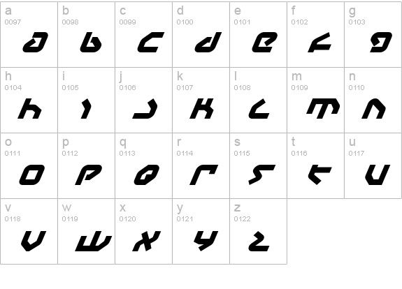 Yahren Bold Italic lowercase a-z preview
