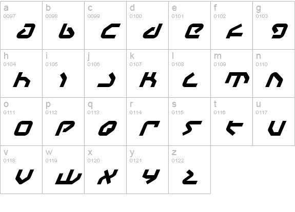 Yahren Italic lowercase a-z preview