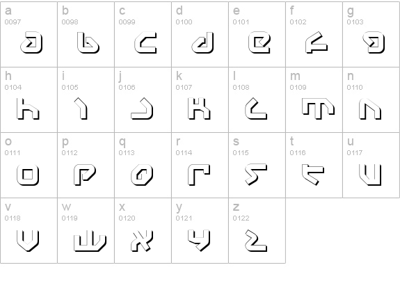 Yahren Shadow lowercase a-z preview