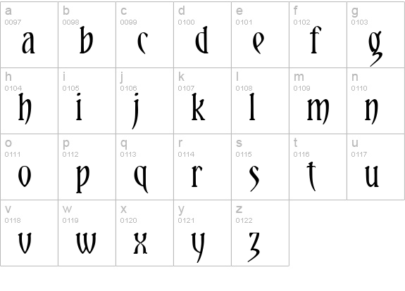 Yataghan lowercase a-z preview