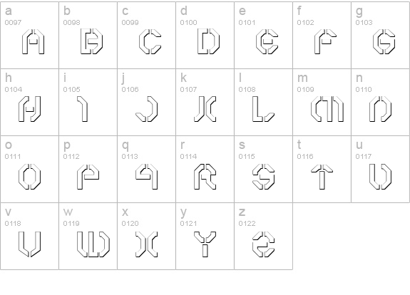 Year 3000 Outline lowercase a-z preview