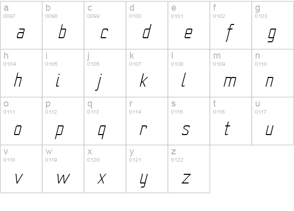 YearlingLiteOblique lowercase a-z preview