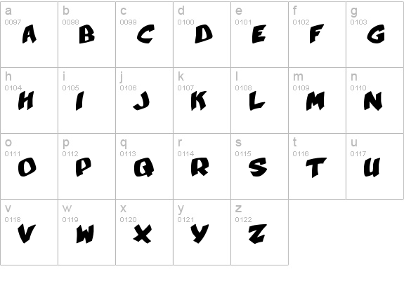 YellaBelly lowercase a-z preview