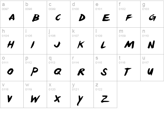 Yellowjacket lowercase a-z preview