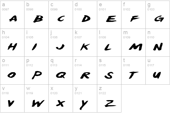 Yellowjacket Expanded lowercase a-z preview