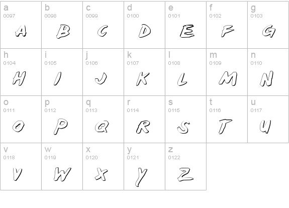 Yellowjacket Shadow lowercase a-z preview