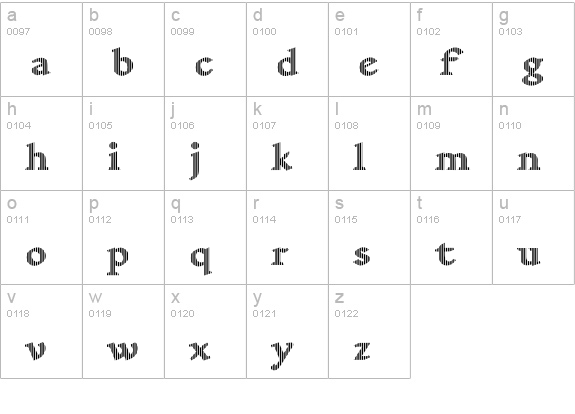 YngreEBStripe lowercase a-z preview