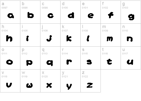 Yoshi's Story (game text) (BRK) lowercase a-z preview