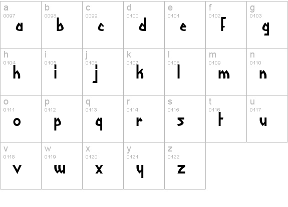 Yoshitoshi Bold lowercase a-z preview