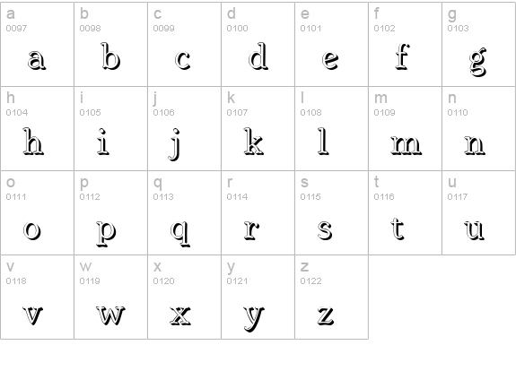 YoubeeShadow lowercase a-z preview