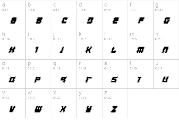 Young Techs Academy Italic lowercase a-z preview