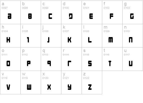 Young Techs Condensed  lowercase a-z preview