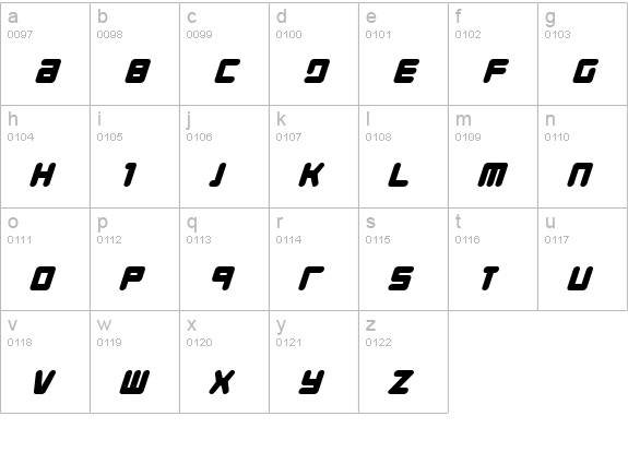 Young Techs Italic lowercase a-z preview