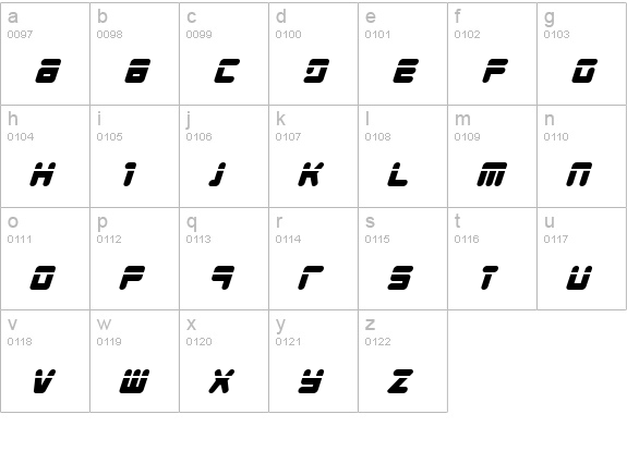 Young Techs Laser Italic lowercase a-z preview