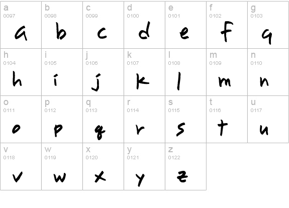 Youngsook BTN lowercase a-z preview