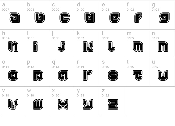 Yr72-Inline lowercase a-z preview