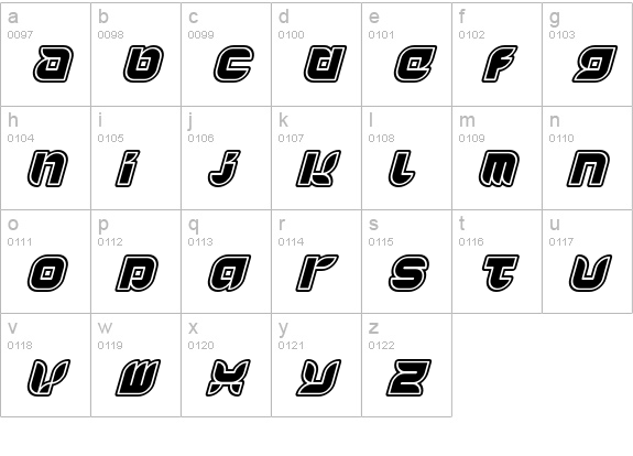 Yr72-InlineItalic lowercase a-z preview