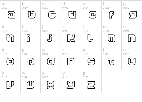 Yr72-Outline lowercase a-z preview