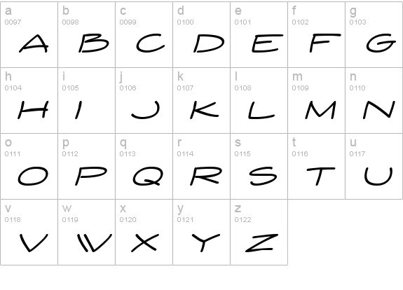 Yuba BTN Expanded Oblique lowercase a-z preview