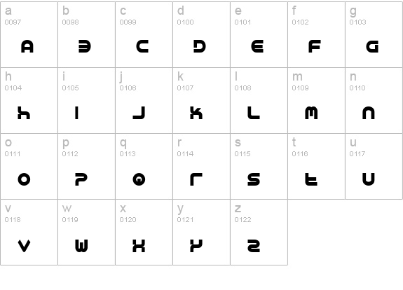 Yukon Tech Bold lowercase a-z preview