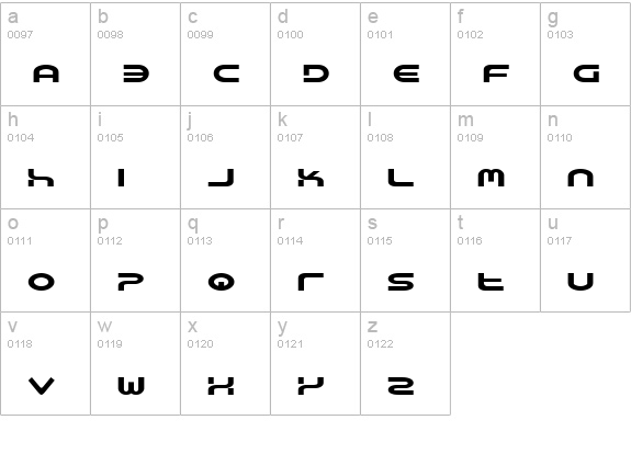 Yukon Tech Expanded lowercase a-z preview