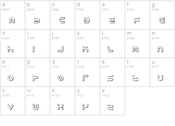 Yukon Tech Shadow lowercase a-z preview