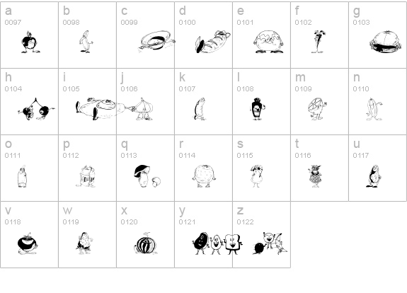 Yummi lowercase a-z preview