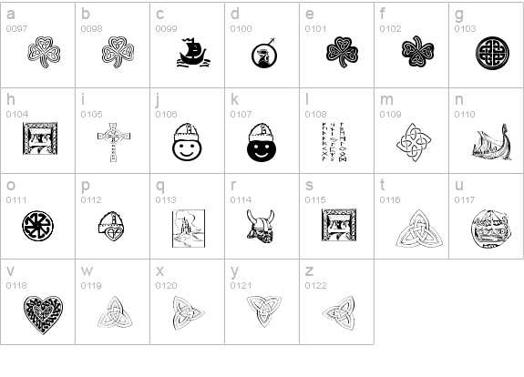 YY Norseman Dingbats lowercase a-z preview