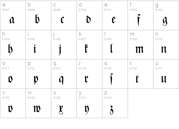 Z690-Blackletter-Regular lowercase a-z preview