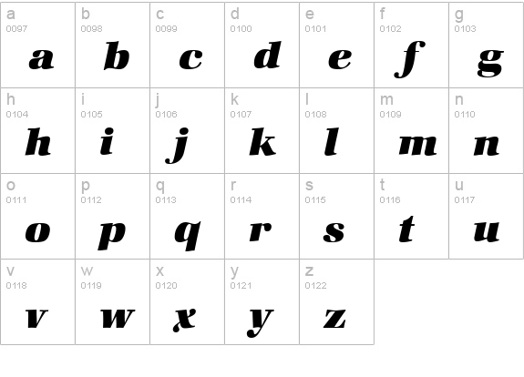 ZabriskieBook-Heavy-Italic lowercase a-z preview