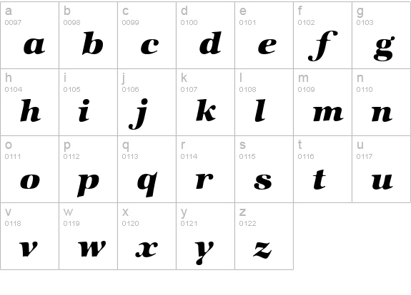 ZabriskieInternational-Heavy-Italic lowercase a-z preview