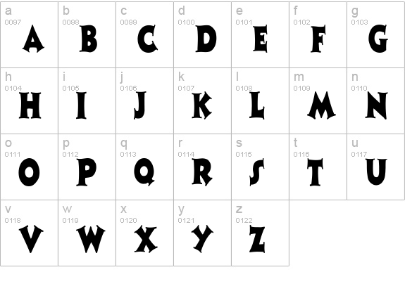 Zaleski Cn lowercase a-z preview