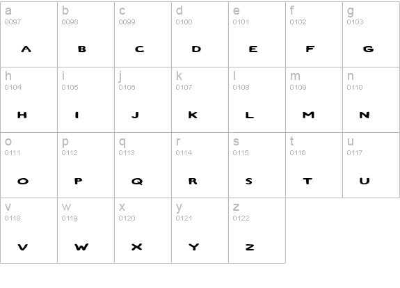 Zamboni Joe Expanded lowercase a-z preview