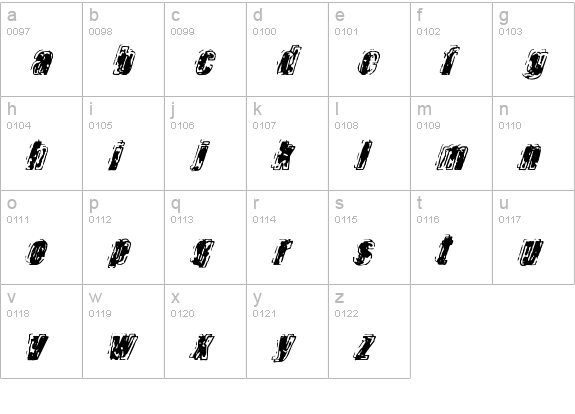 Zapped lowercase a-z preview