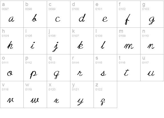 Zcript Bold lowercase a-z preview