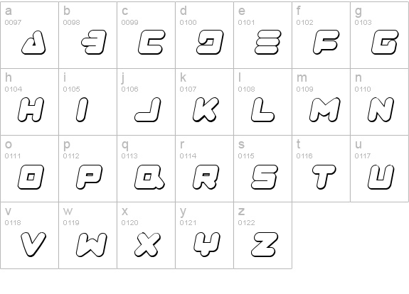 Zealot Outline Italic lowercase a-z preview