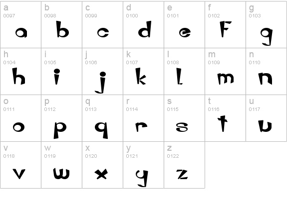 Zebbadee lowercase a-z preview