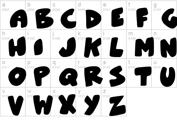 Zebra Blobs
 lowercase a-z preview