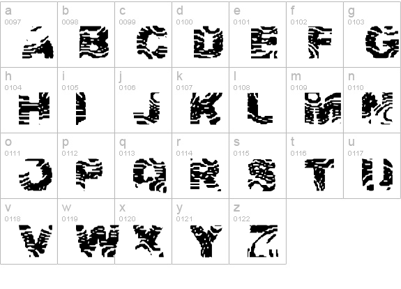 Zebra Ztripez lowercase a-z preview