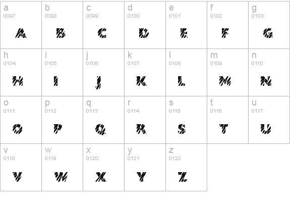 Zebratype lowercase a-z preview
