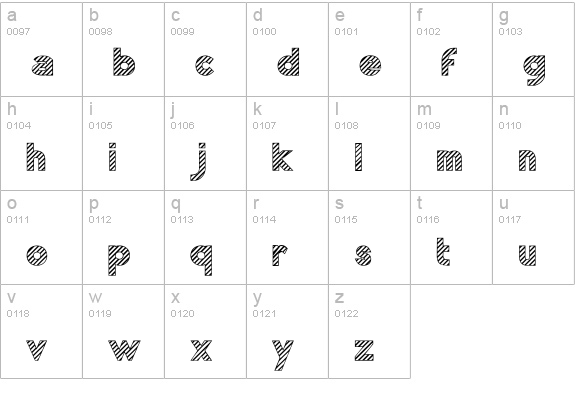 Zebrures Tryout lowercase a-z preview