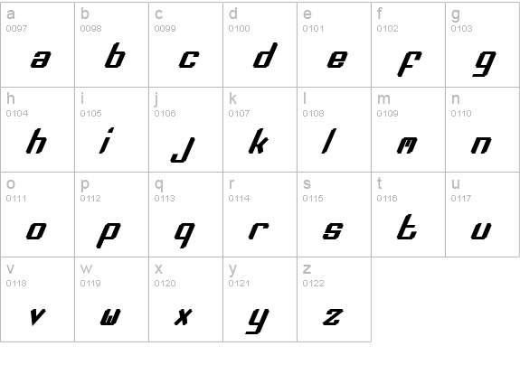 Zee Lance Bold Italic lowercase a-z preview